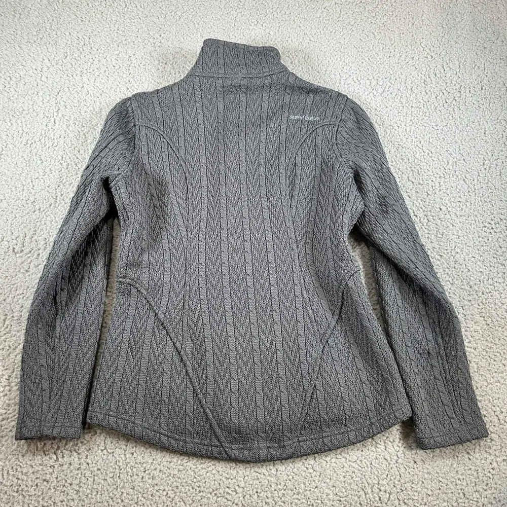 SPYDER‎ Full Zip Textured Fleece Jacket Gray Womens Medium Athletic Outdoor